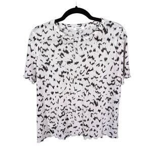 NINE WEST T Shirt Black White Short Sleeve Women's Large